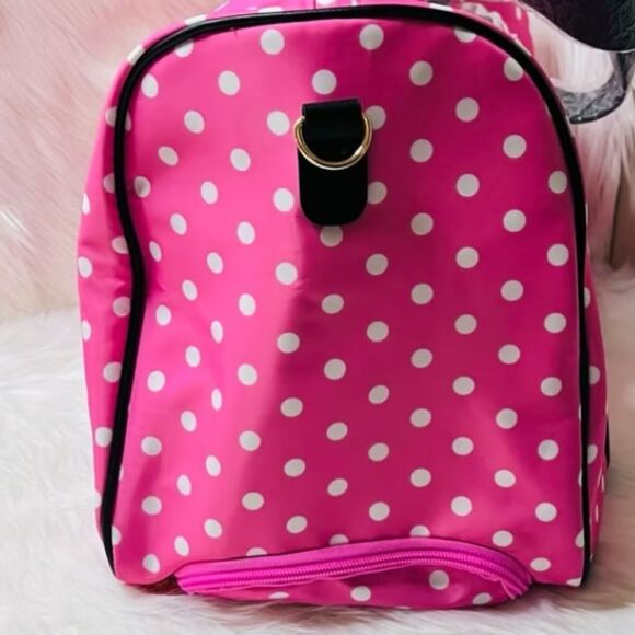 Disney Minnie Mouse Bow Logo Polka-Dot Rolling Duffel Bag - Picture 6 of 7